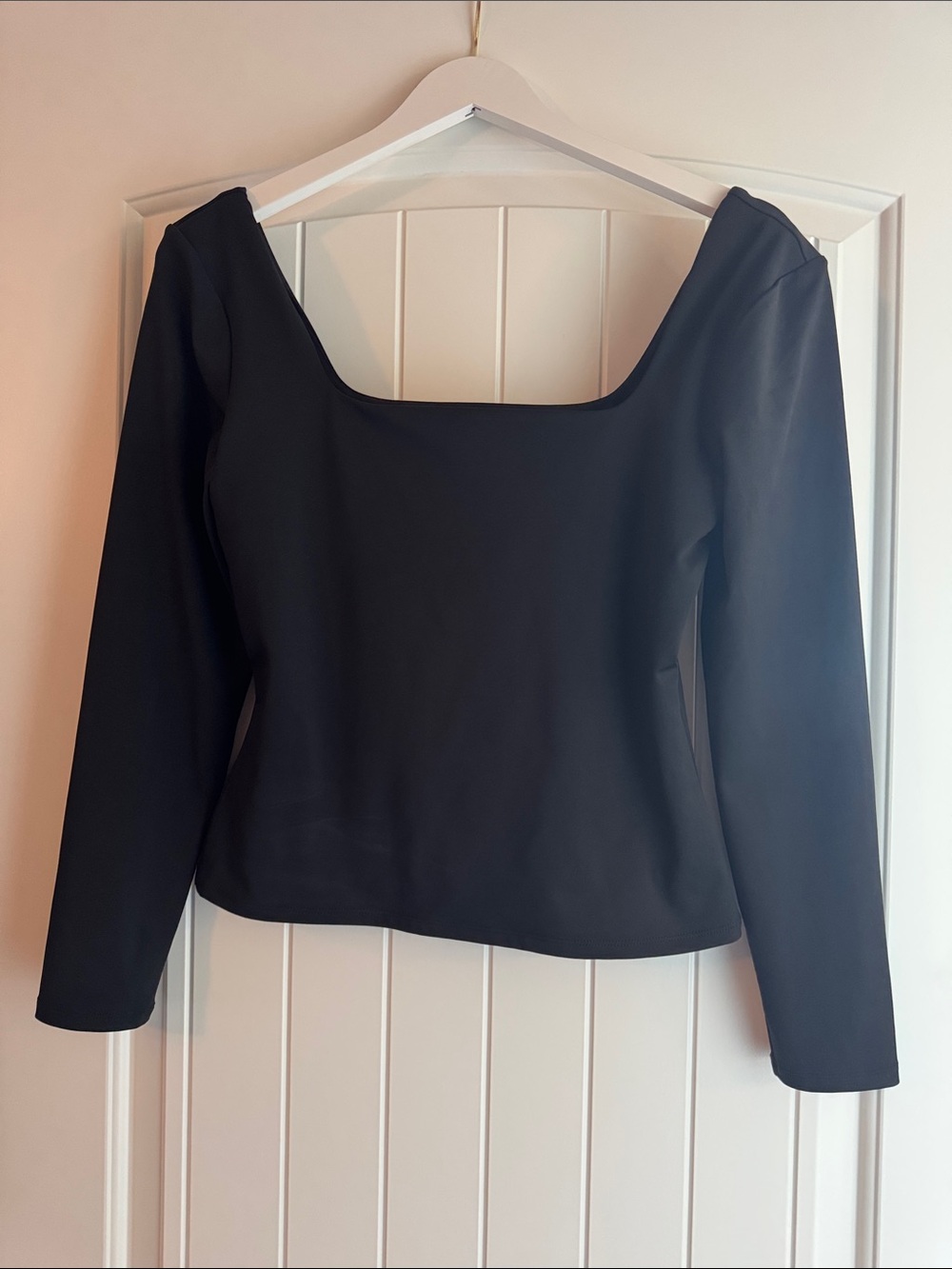 Express Black Long Sleeve Square Neck Top